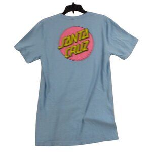 Santa Cruz Blue Short Sleeve‎ T-Shirt With Pink Logo Graphic Front & Back Size S
